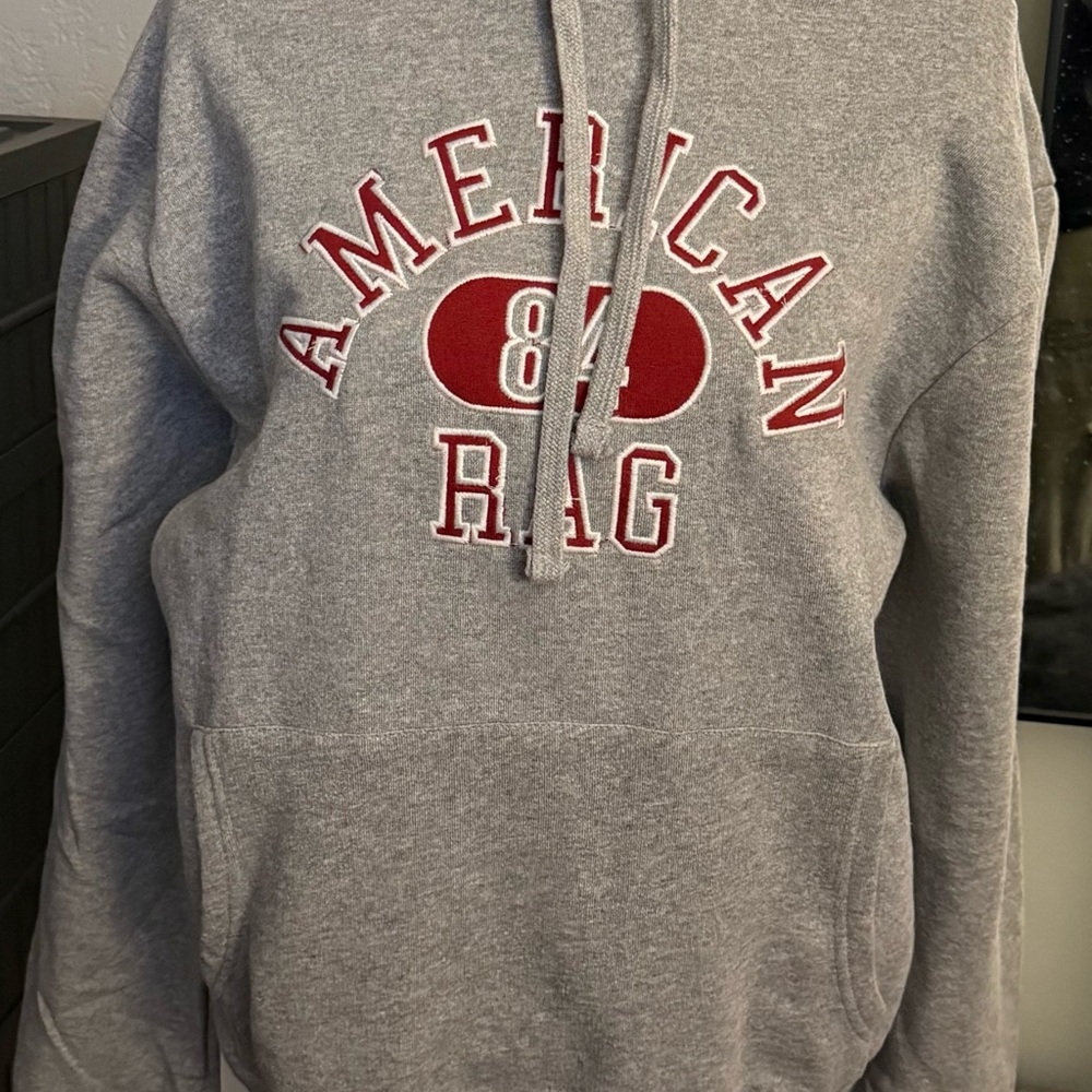 American Rag Hoodie in Gray with Red Logo